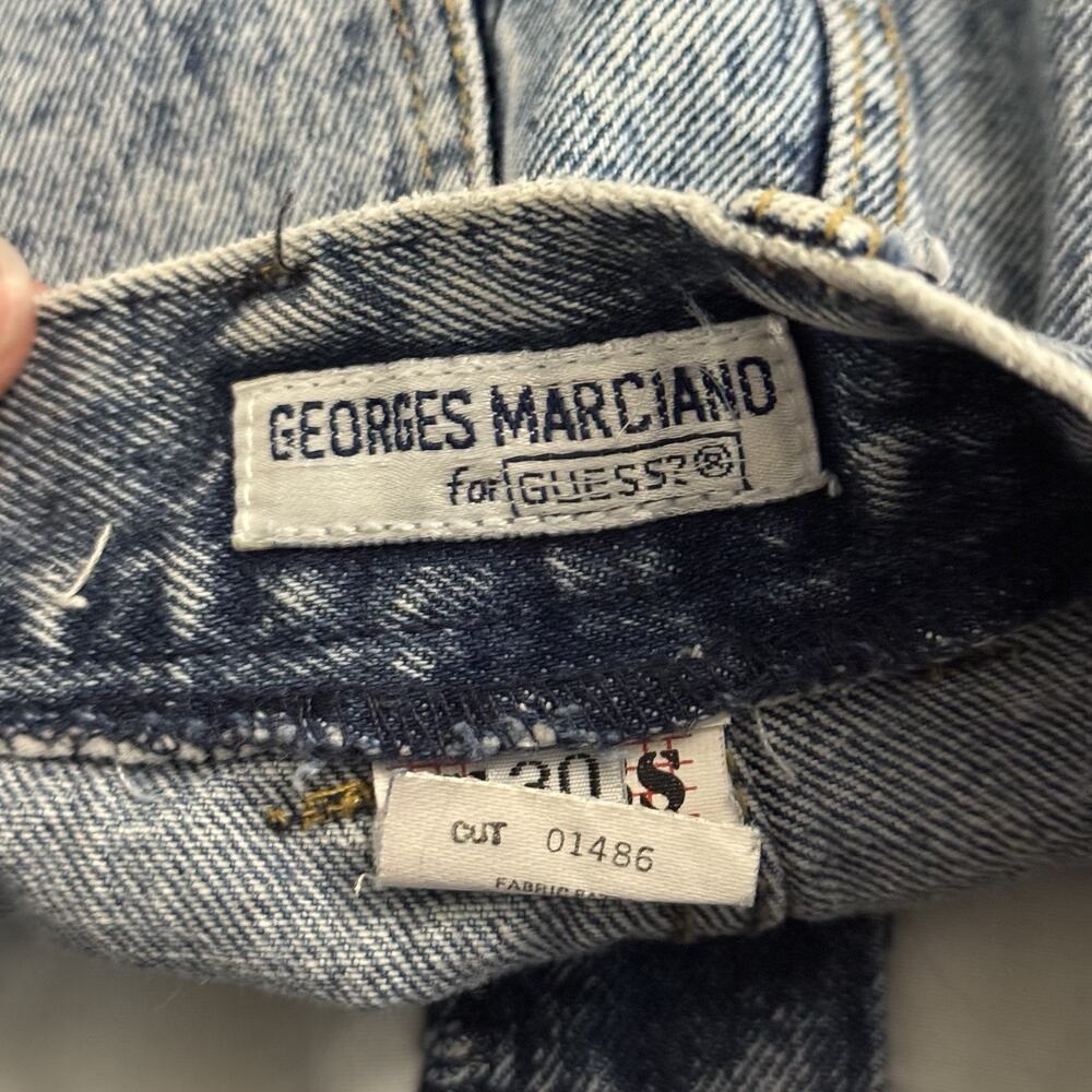 Vintage Waist 27 80s Georges Marciano Guess High Waist Acid Wash Denim Skirt USA - Picture 2 of 8
